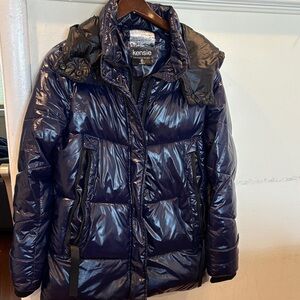 Kensie Women's Glossy Navy Puffer Coat